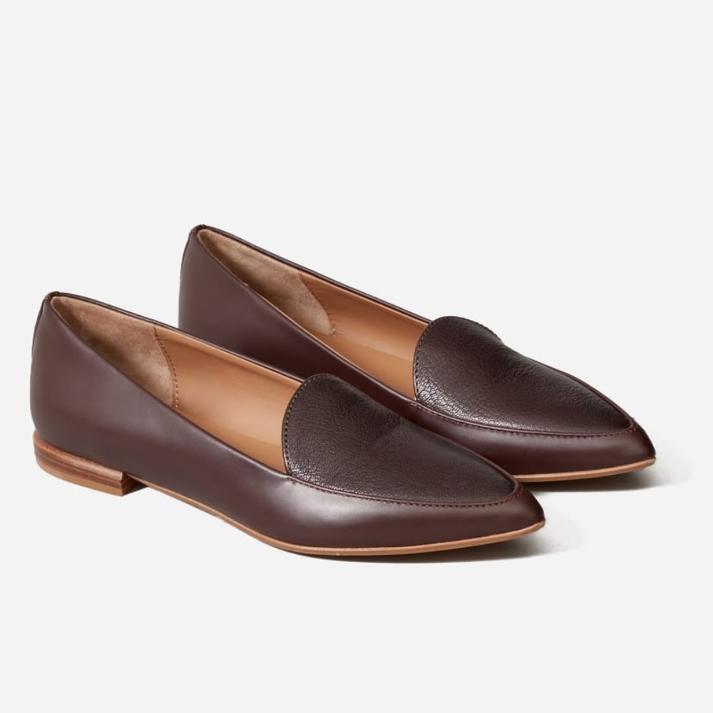 Everlane Modern Point Leather Flats, burgundy